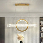 Afralia™ Oval Chrome Gold Steel LED Pendant Lights with Crystals - Dimmable Dining Room Hanging Lamp