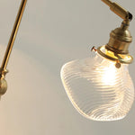 Modern Brass Glass Wall Light with Swing Arms & Pull Chain Switch