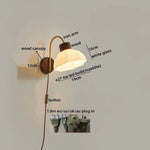 LED Wall Sconce Pull Chain Switch Modern Stair Lights Glass Wood