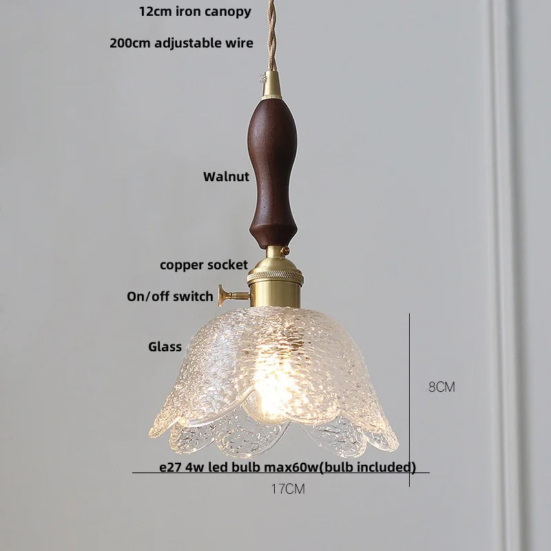 Nordic LED Crystal Glass Copper Pendant Light Fixture for Living Room