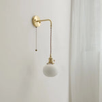 Ceramic Copper LED Wall Lamp with Pull Chain Switch for Modern Style Interiors