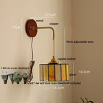 Adjustable LED Wall Lamp Sconce Copper Wood Glass Stair Light