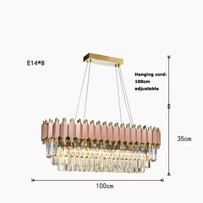 Art Deco Golden Crystal Chandelier LED Hanging Lamp