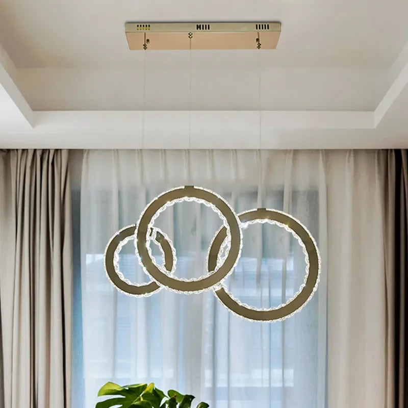 Afralia™ Crystal Circle LED Pendant Chandelier for Dining Room