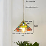 Colorful Glass Magic Cube LED Pendant Lights Tiffany Style Wood Hang Lamp