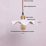 Wood LED Pendant Lamp White Ceramic Ball Hanging Lights