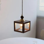 Nordic LED Pendant Lights Walnut Wood Glass Kitchen Hanging Lamp