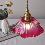Purple Flower Glass LED Pendant Lamp - Modern Hanging Light