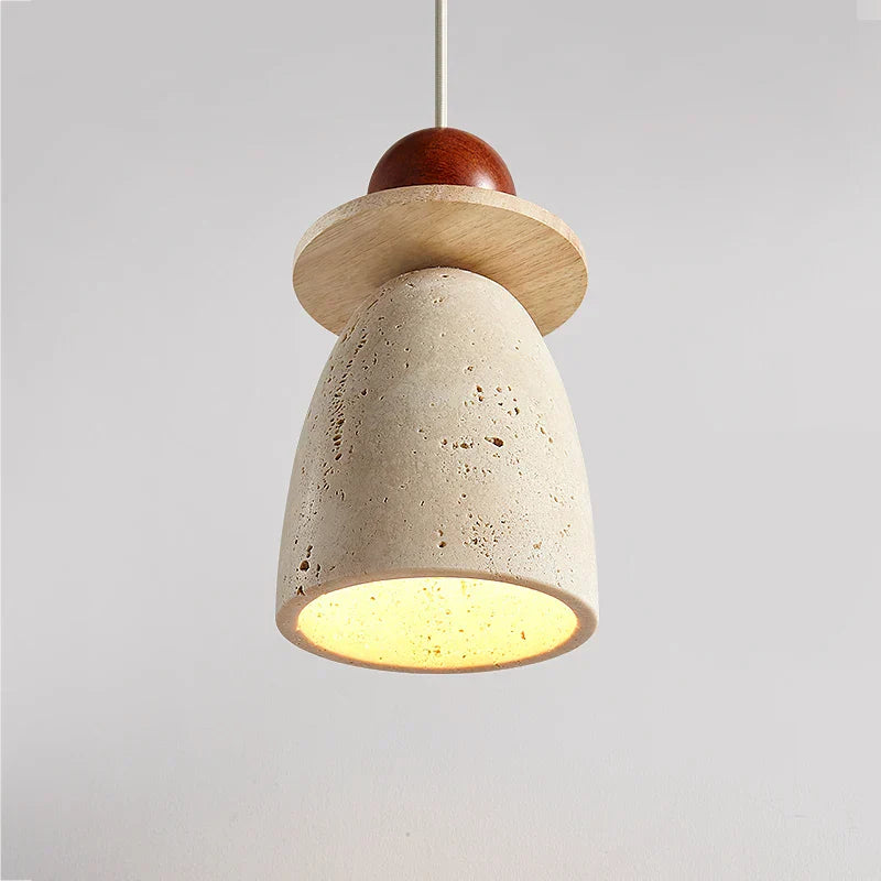Yellow Travertine Pendant Lamp for Aisle Hallway Bedroom, Japanese Style Hang Light