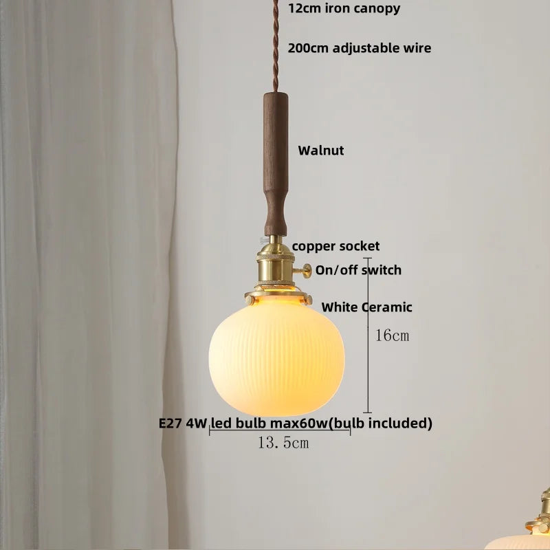 Afralia™ Ceramic Copper LED Pendant Light - Nordic Modern Hang Lamp for Living Room