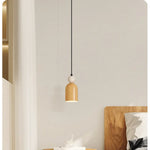 Yellow Iron LED Pendant Lamp Yellow Travertine Stone Ball in Wabi Sabi Style