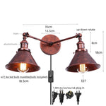 Afralia™ Industrial Vintage LED Wall Light Iron Gold 2 Heads Simple Lamparas De Pared.