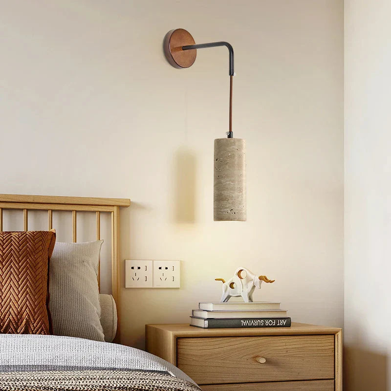 Yellow Travertine LED Wall Lamp Sconce Adjustable Stair Light Fixtures