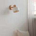 LED Wall Lights Wood White Ceramic Rotate, Living Room Bedside Lamp