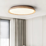 Yellow Travertine Stone LED Ceiling Lamp with Wood Canopy