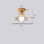 Wood Glass LED Ceiling Lamp Modern Kitchen Living Room Light Fixture
