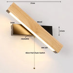 Afralia™ Rotatable Nordic LED Wall Sconce Pull Chain Wood Stair Light