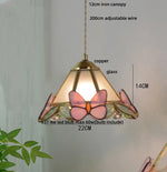 Clear Glass LED Pendant Light Tiffany Butterfly Hanging Lamp
