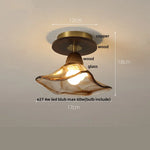 Amber Ice Crack Glass Wood Ceiling Light - Nordic Modern LED Fixture