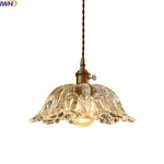 Copper Glass LED Pendant Lamp with Knob Switch - Modern Hanging Light Fixtures
