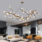 Retro LED Chandelier Living Room Study Bedroom Art Brown Pendant Light