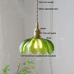 Walnut Wood LED Pendant Light Fixture Glass Hanging Lamp