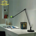 Industrial Black/Chrome LED Rocker Arm Desk Light with Adjustable Arm