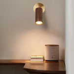 Wood Nordic LED Wall Light - Modern Copper Canopy Bedside Lamp