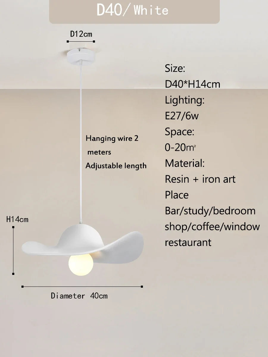 Nordi Cream Pendant Lights Hat Chandelier for Home Decor