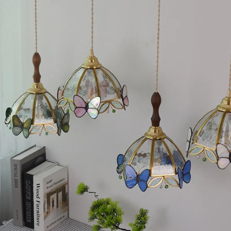 Butterfly Glass LED Pendant Lights: Modern Nordic Kitchen Fixture