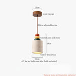 Japanese Stone LED Pendant Lamps Yellow Travertine Wabi Sabi Hanging Light