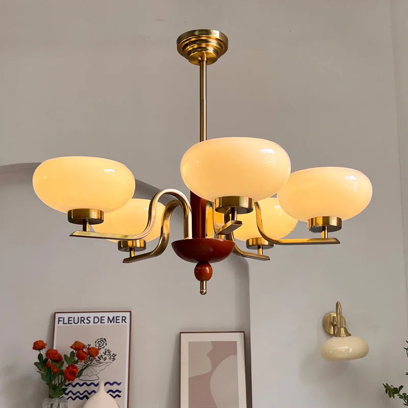 Cream Glass Pendant Chandelier for Home Decor