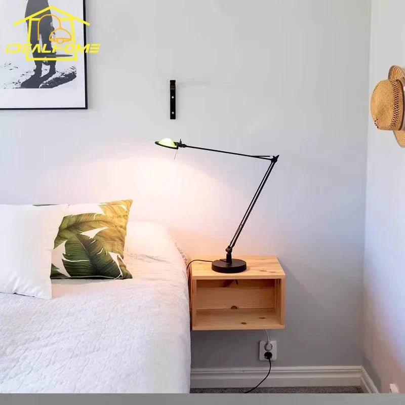 Industrial Black/Chrome LED Rocker Arm Desk Light with Adjustable Arm