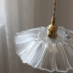 Clear Glass Nordic LED Pendant Light Fixture with Brass Knob Switch