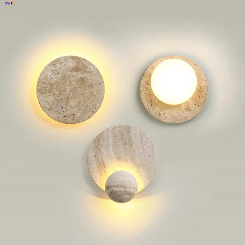 Yellow Travertine LED Wall Lights for Nordic Modern Home Decor
