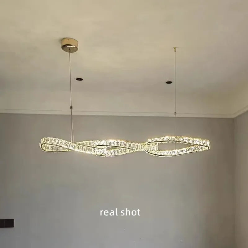 Luxury K9 Crystal Pendant Lights Gold Metal Hanging Lamp LED Suspension