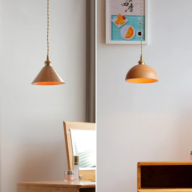 Ash Wood LED Pendant Lamp Adjustable Hanging Lights Luminaire