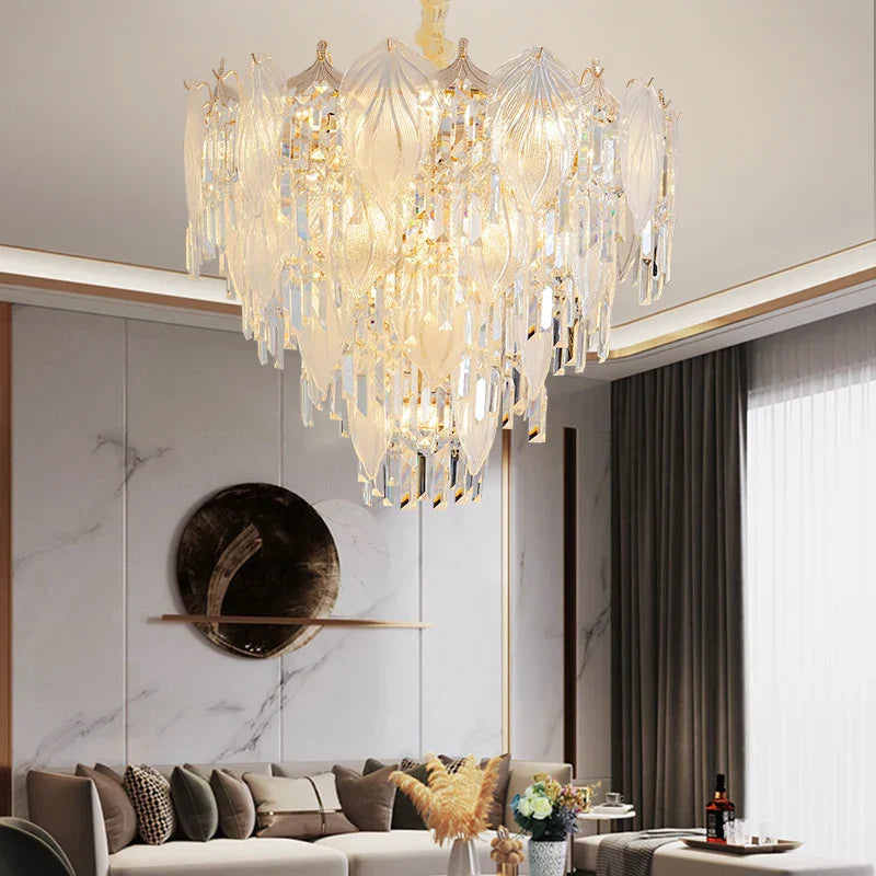 French Crystal Chandelier Cream Wind Lighting Elegant Luxury Lights