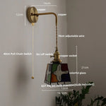 Tiffany Style Peace Dove Glass Wall Sconce LED Lamp with Adjustable Wire and Pull Chain Switch.