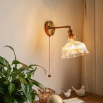 Nordic LED Wall Lights Pull Chain Switch Copper Glass Home Decor