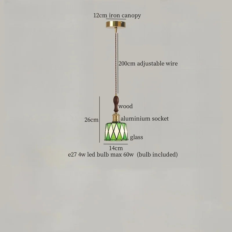 Afralia™ Tiffany Brass Glass LED Pendant Lights for Home and Cafe Decor