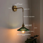 Copper Glass Pull Chain LED Wall Sconce for Indoor Living Room Stairway Lighting