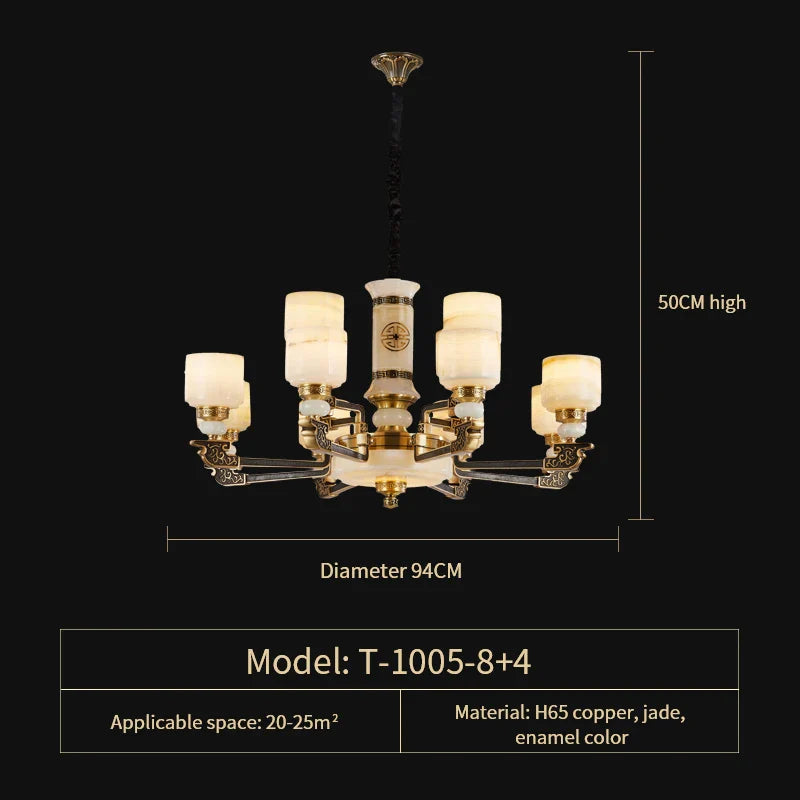 Luxury Zinc Alloy Jade Chandelier for Living Room, Villa, and Restaurant