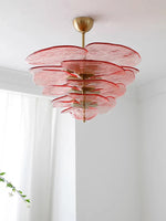 Amber Glass Ceiling Chandelier for Elegant Living Room Decor.