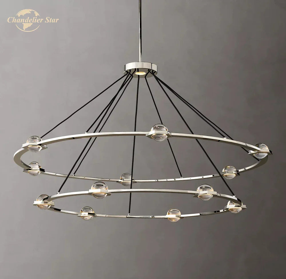 Éclatant Two-Tier Round Crystal Chandelier for Living & Dining Room
