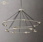 Éclatant Two-Tier Round Crystal Chandelier for Living & Dining Room