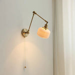 Ceramic Copper LED Wall Lights with Pull Chain Switch - Nordic Modern Bedside Lamp