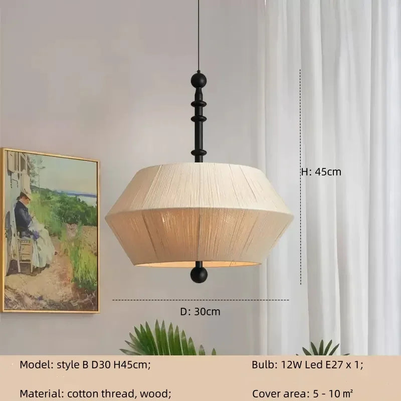 Wabi Sabi Cotton Thread Pendant Chandelier LED Ceiling Light