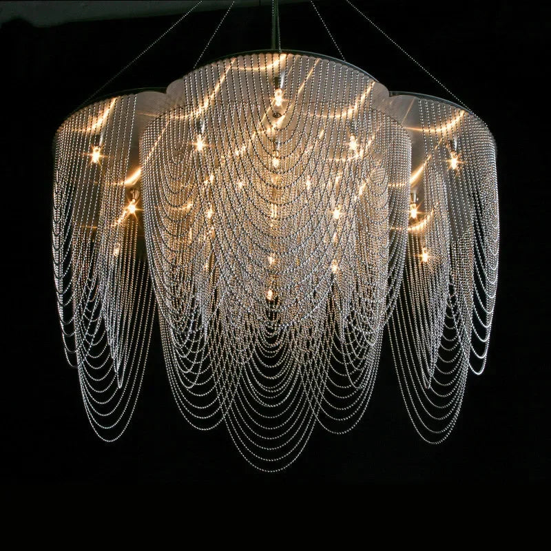 Tassel LED Pendant Light Tassel Lustre Silver Steel Foyer Fixture