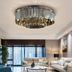 Smoky Grey Crystal Ceiling Light for Living Room Bedroom LED Ambiance